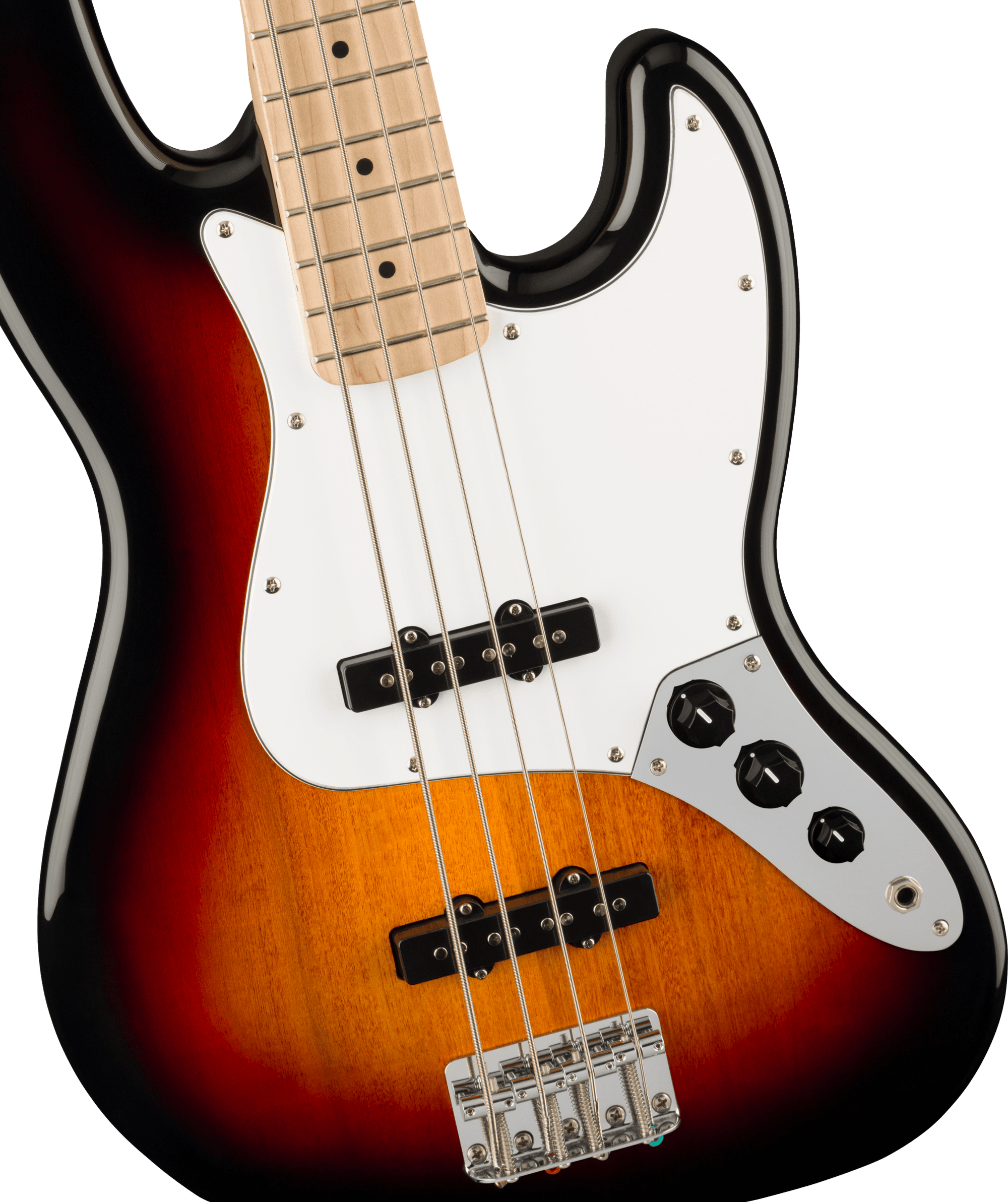 Affinity Series Jazz Bass, 3-Color Sunburst, Maple Fingerboard, White Pickguard