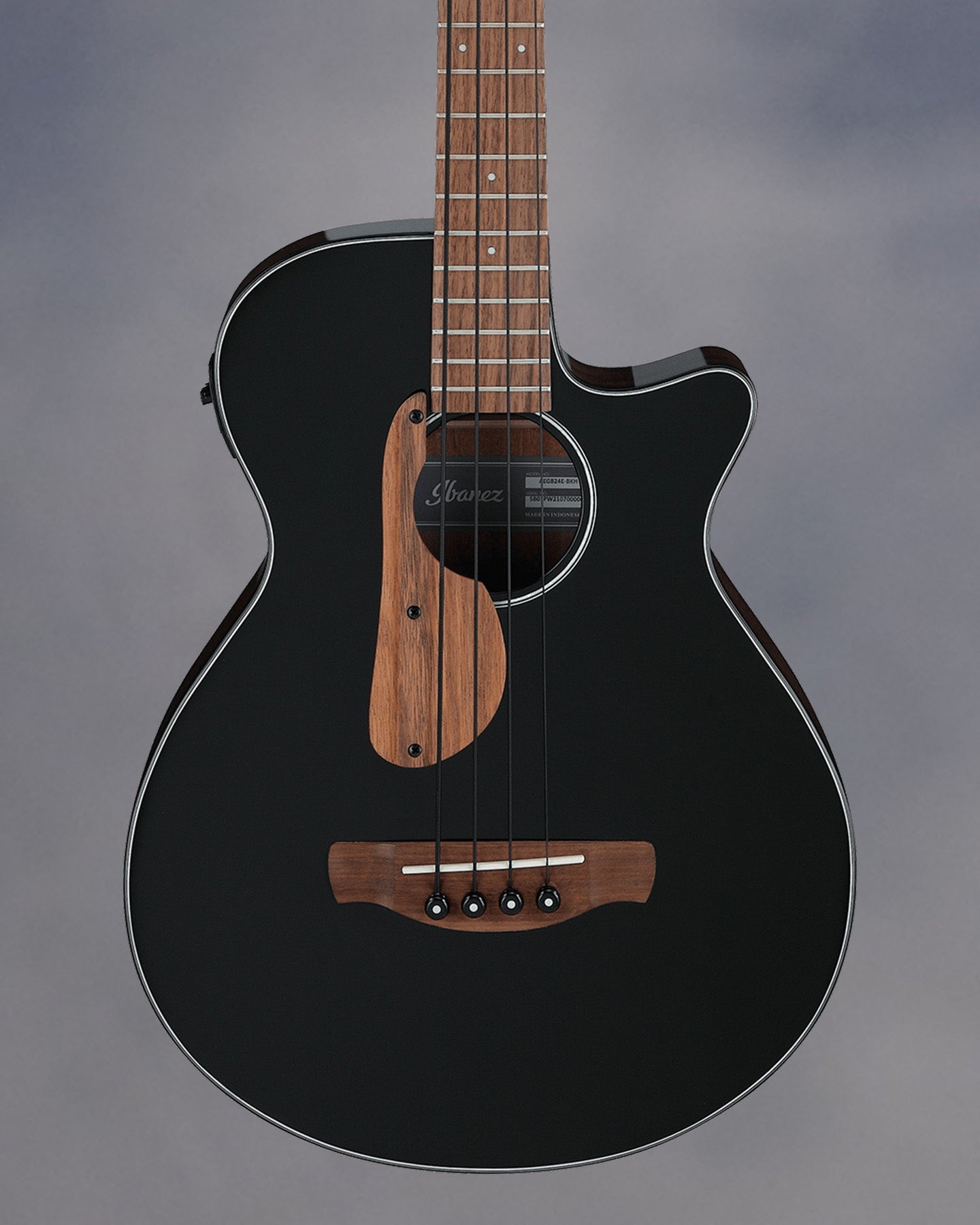 AEGB24EBKH Electric Acoustic Bass Guitar, Black High Gloss