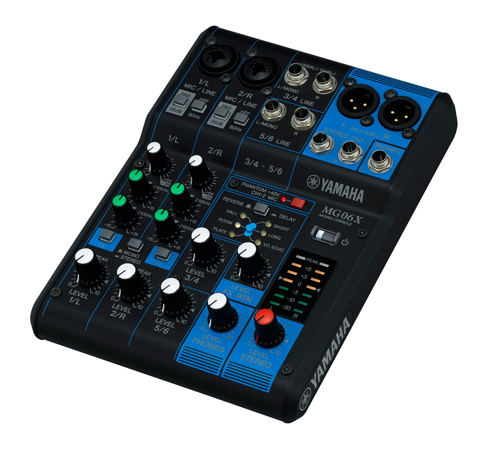 MG06X 6-Input Stereo Mixer, SPX Effects, 2 Mic Inputs, 2 Stereo Inputs
