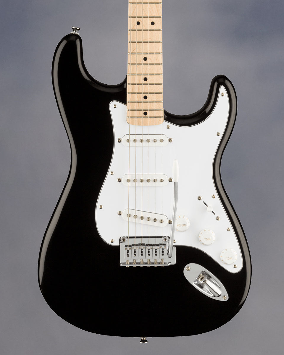 Affinity Series Stratocaster, Black, Maple FB, White Pickguard