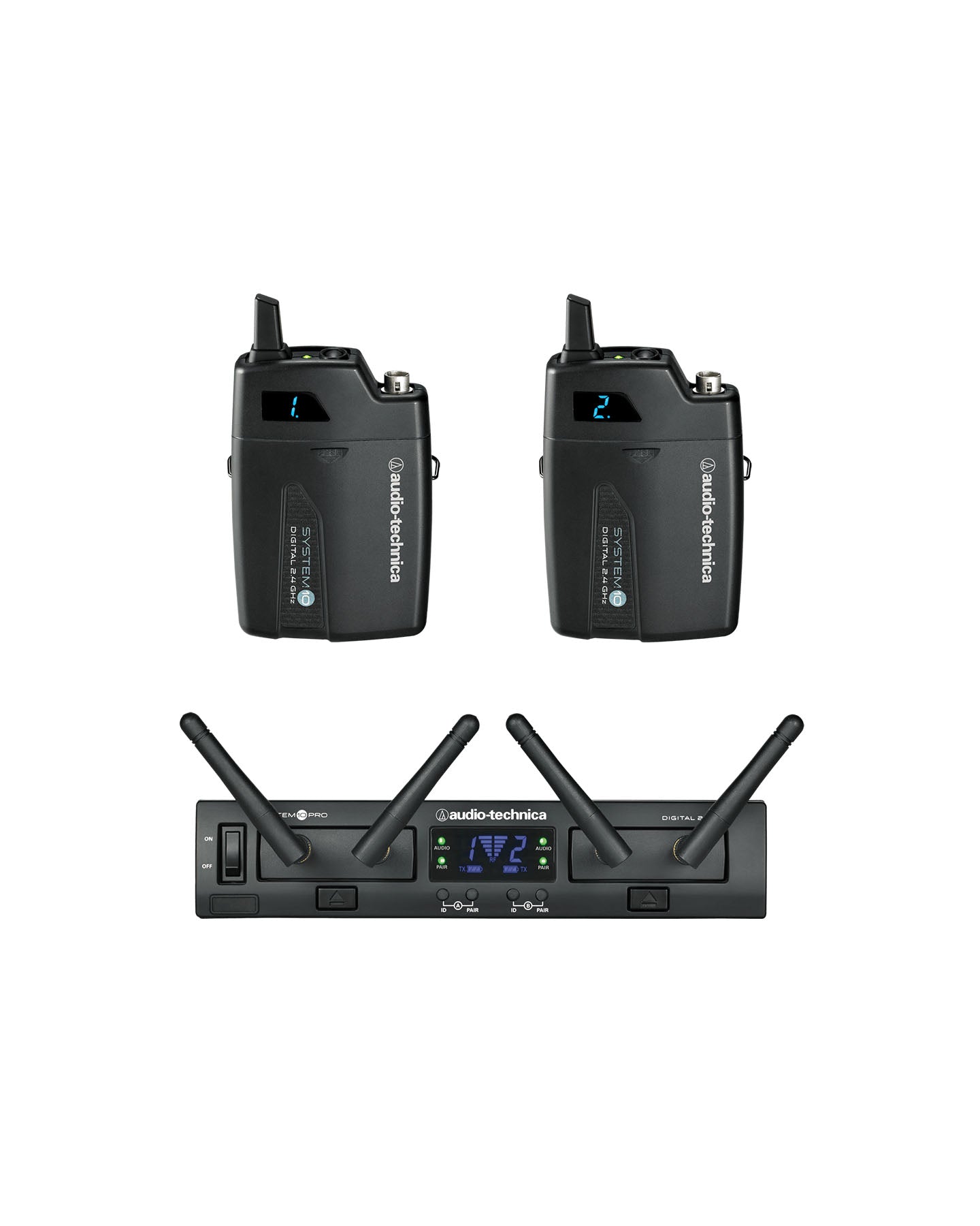 ATW1311 System 10 PRO Digital Wireless System includes: ATW-RC13 rack-mount receiver chassis, ATW-RU
