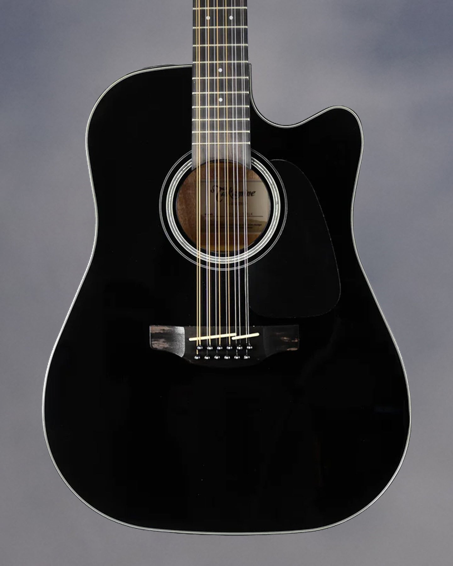 12-String Dreadnought with cutaway, solid spruce top, sapele back and sides, black finish, chrome