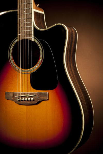 Takamine Dreadnought Acoustic Electric with Cutaway, Solid Spruce Top, Brown Sunburst