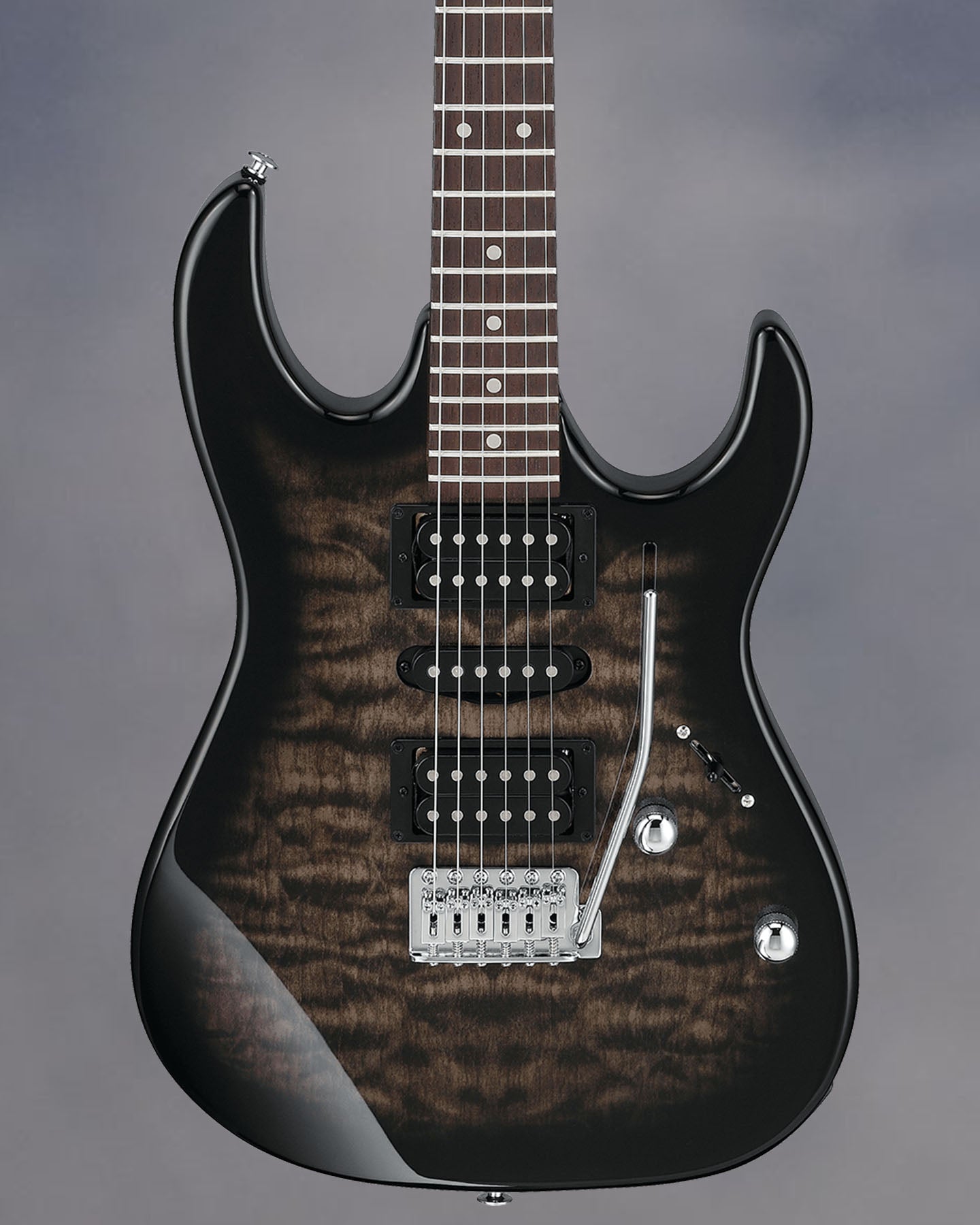 GRX70QA Electric Guitar, Transparent Black Sunburst