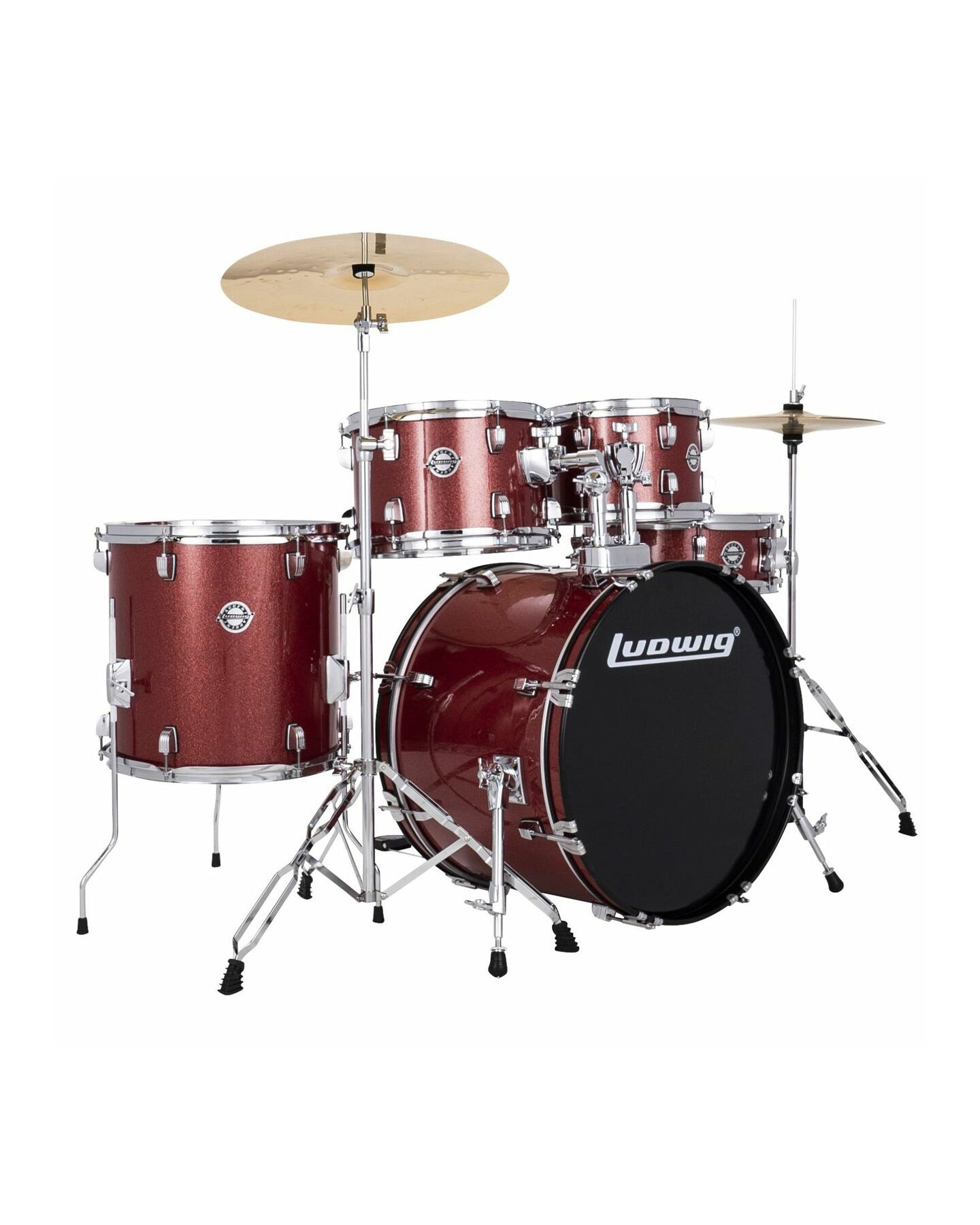 Accent Fuse 5c w/20" Bass Drum, Cyms/Hdwe, Red Sprkl