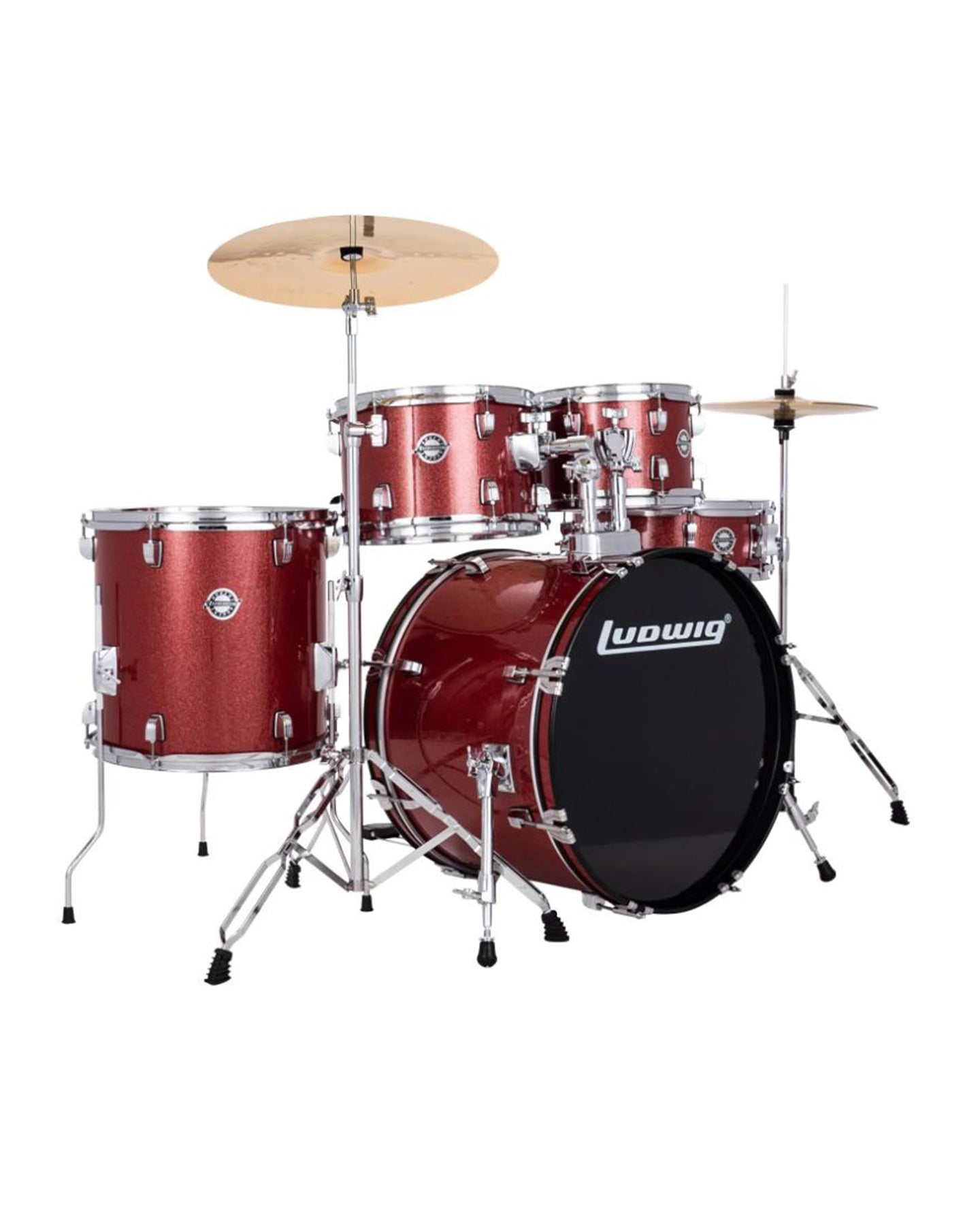 Accent Drive 22" Bass Drum w/Cyms/Hdwe, Red Sprkl