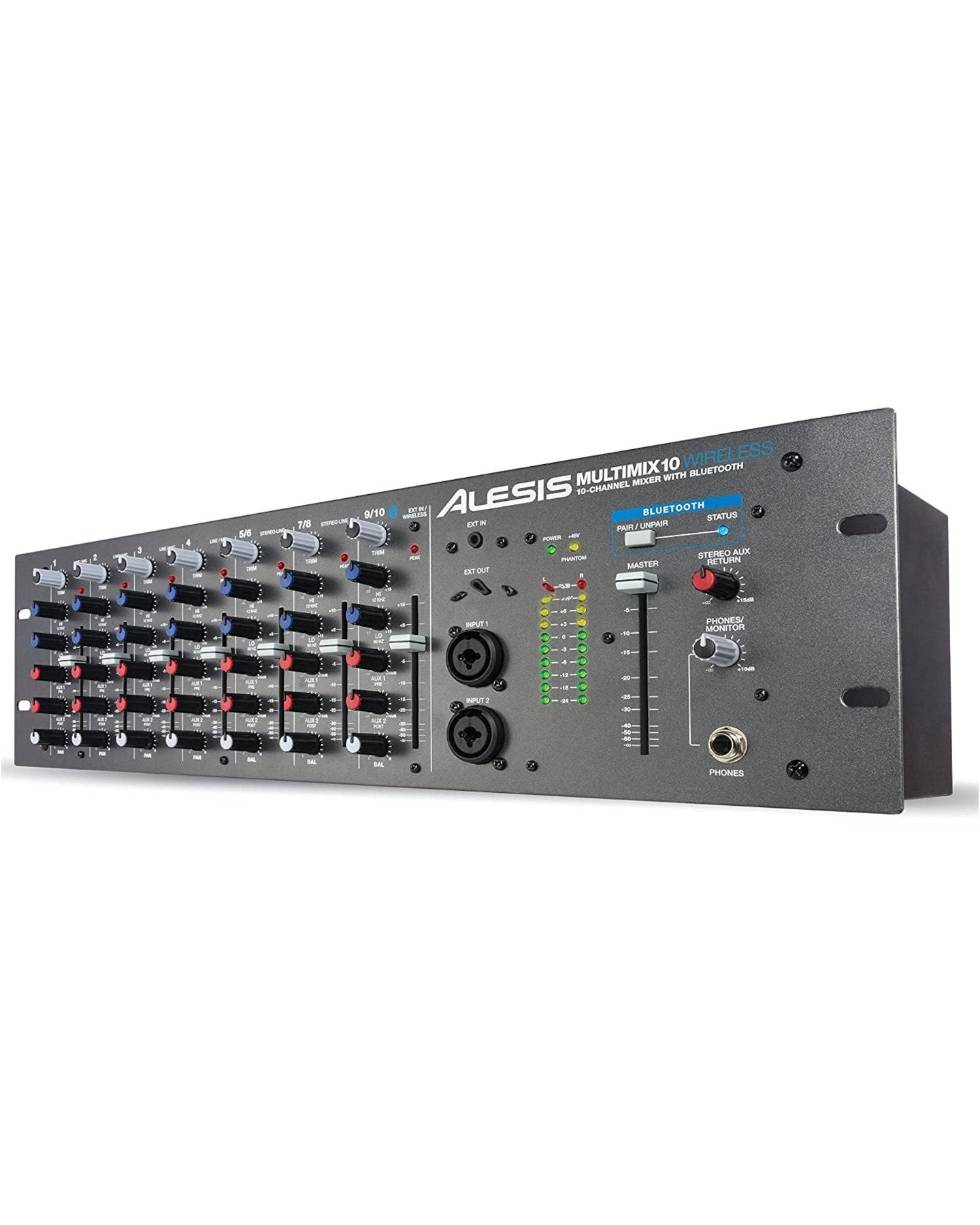 10-Channel 3RU mixer w/ BT, 4-rear XLR inputs, 2-front XLR inputs, per-channel EQ