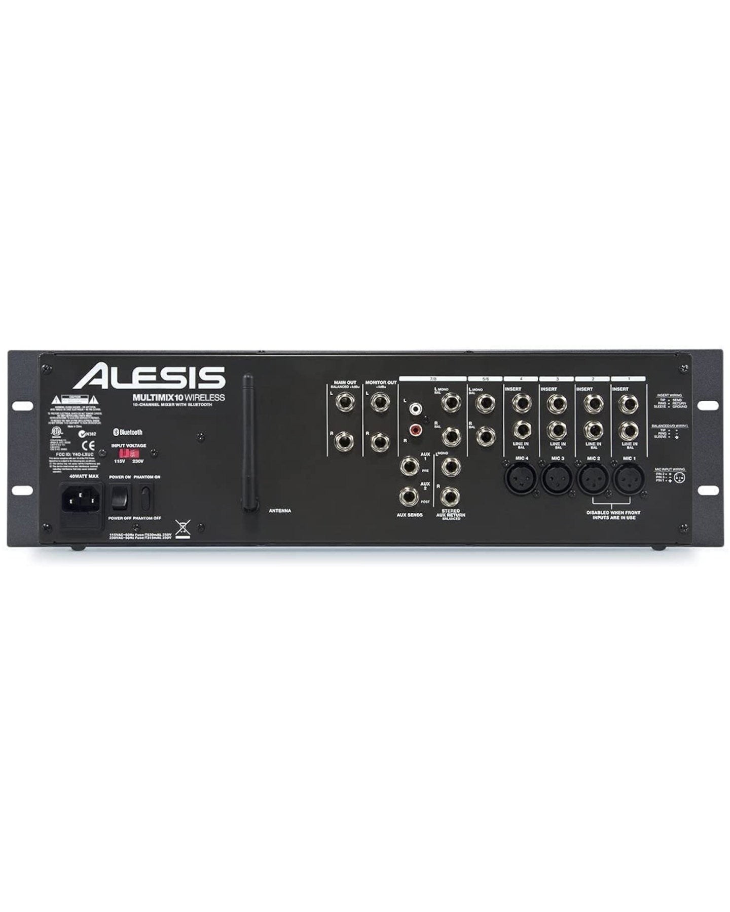 10-Channel 3RU mixer w/ BT, 4-rear XLR inputs, 2-front XLR inputs, per-channel EQ