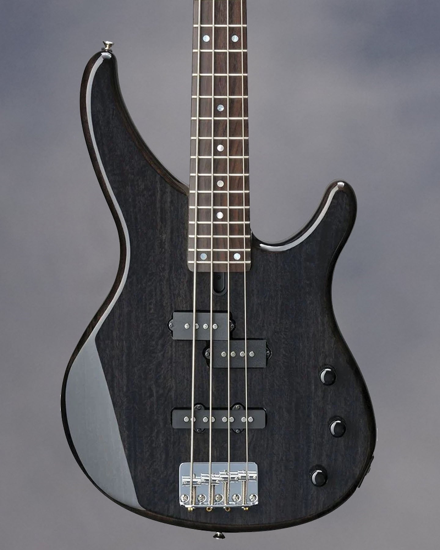 4-String Exotic Wood Electric Bass, Trans Black